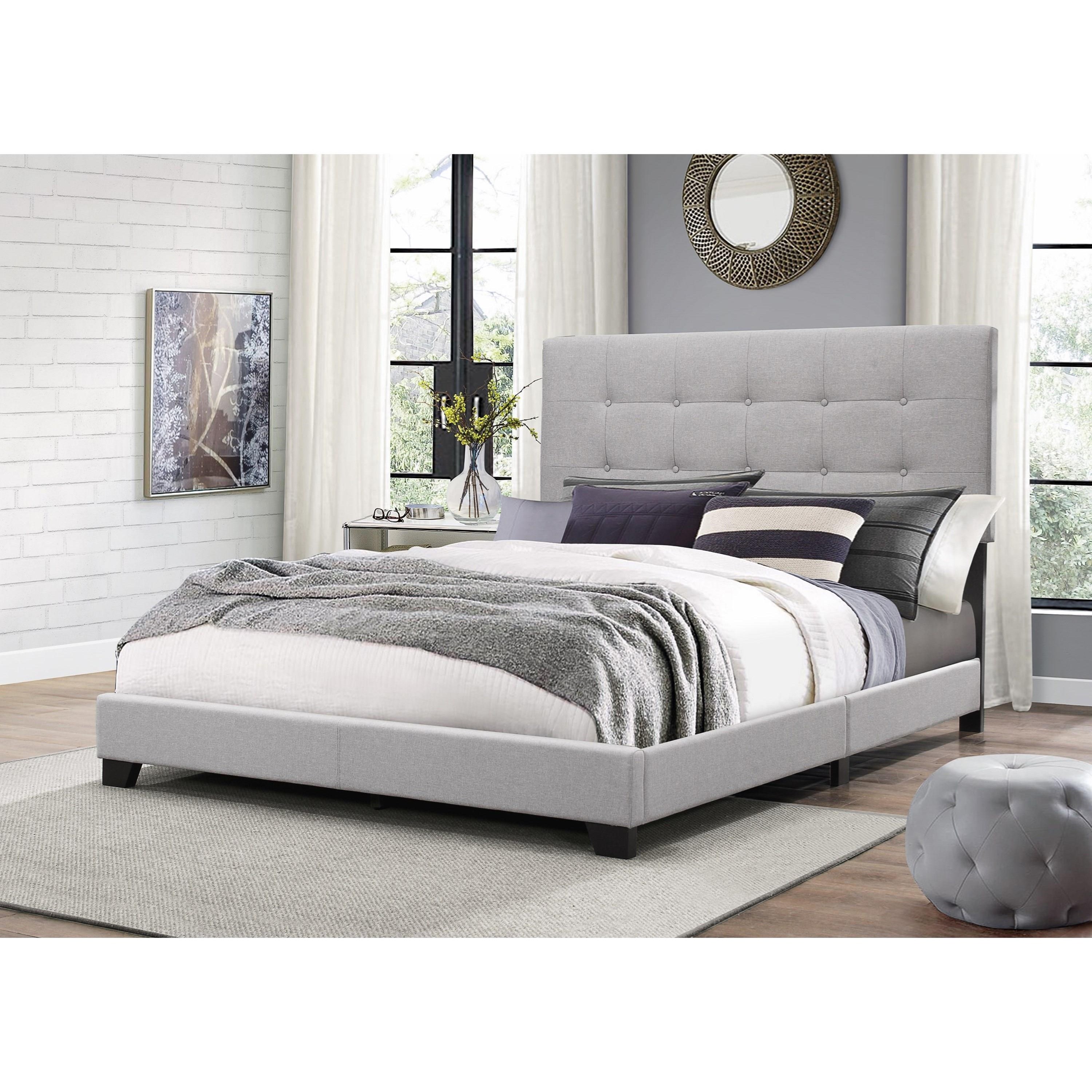 Crown Mark Florence King Upholstered Bed With Button Tufting