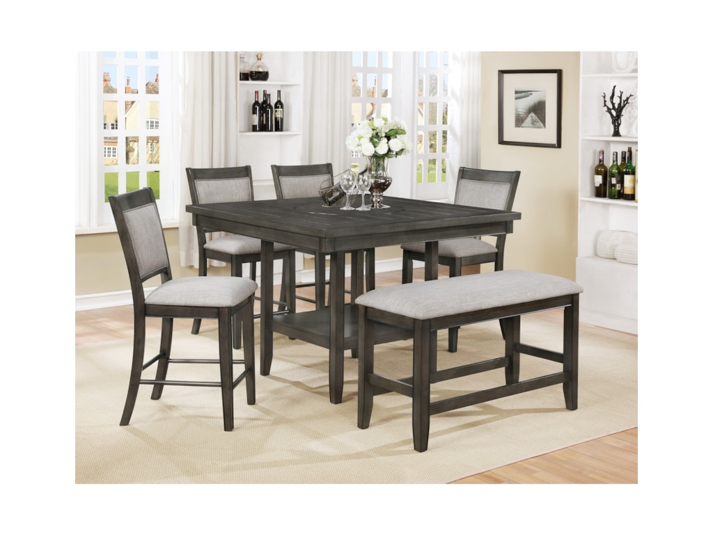 Crown Mark Fulton Counter Height Table With 20 Inch Lazy Susan Royal Furniture Pub Tables