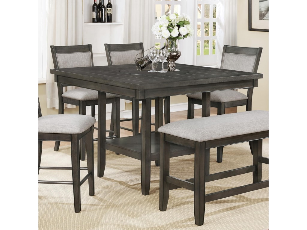 Fulton Counter Height Table With Lazy Susan And Upholstered Chair Set By Crown Mark At Furniture Fair North Carolina