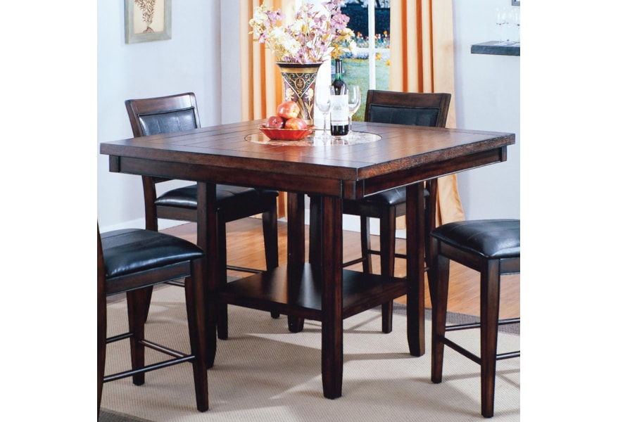 Crown Mark Fulton Counter Height Table With 20 Inch Lazy Susan Wilcox Furniture Pub Tables