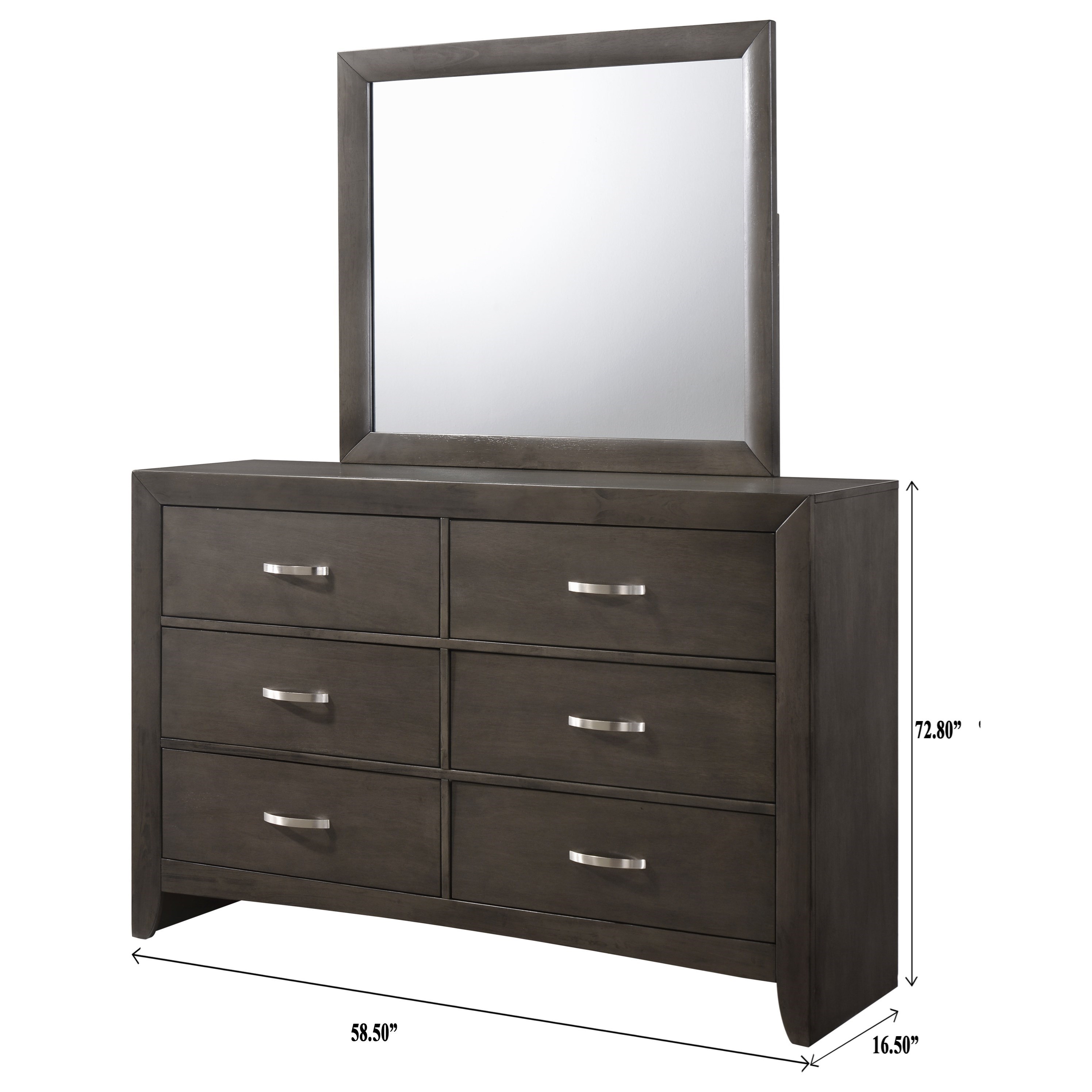 Crown Mark Galinda Rectangular Wood Dresser Mirror Top Royal