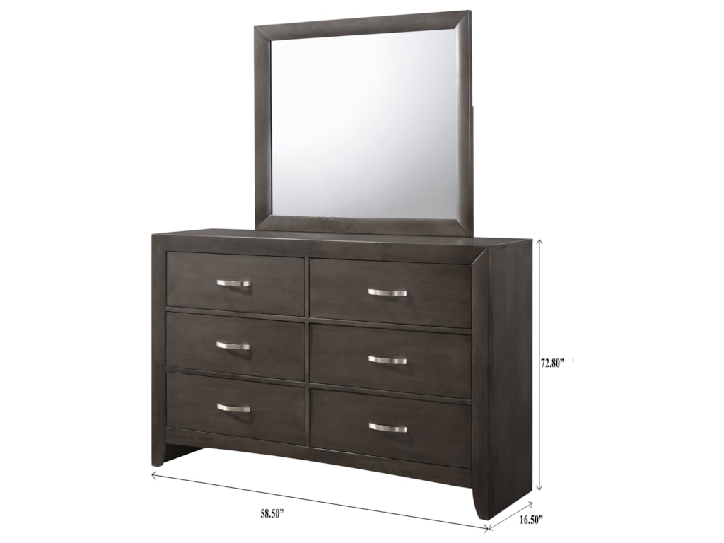 Crown Mark Galinda Rectangular Wood Dresser Mirror Top Royal