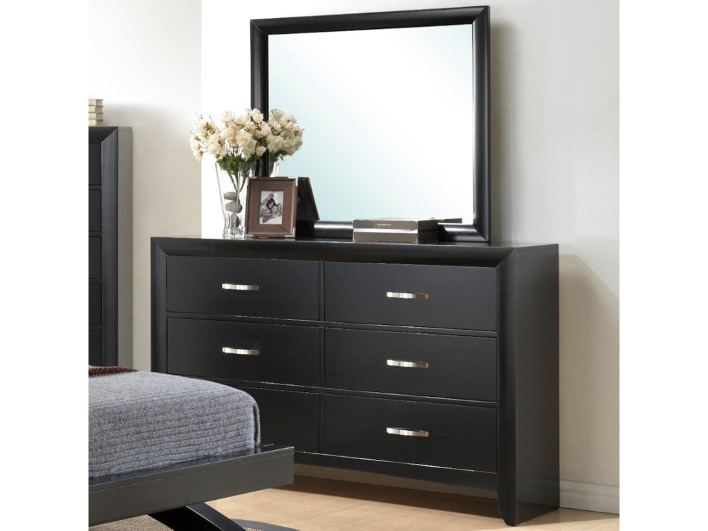 Crown Mark Furniture Galinda 6 Drawer Dresser Mirror Combo Del Galinda 6 Drawer Dresser Mirror Combo