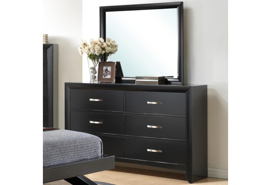 Crown Mark Galinda Rectangular Wood Dresser Mirror Top Dream
