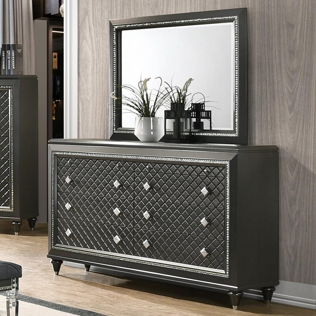 Crown Mark Giovani 8 Drawer Dresser And Mirror Set Wilcox Furniture Dresser Mirror Sets