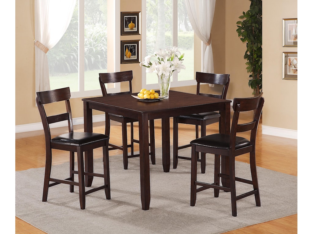 Crown Mark Henderson 5 Piece Casual Counter Height Set Royal Furniture Pub Table And Stool Sets
