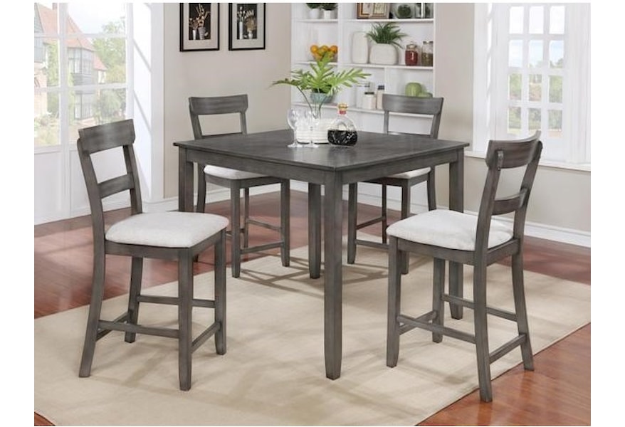 Crown Mark Henderson 2754set Gy 5 Piece Casual Counter Height Set