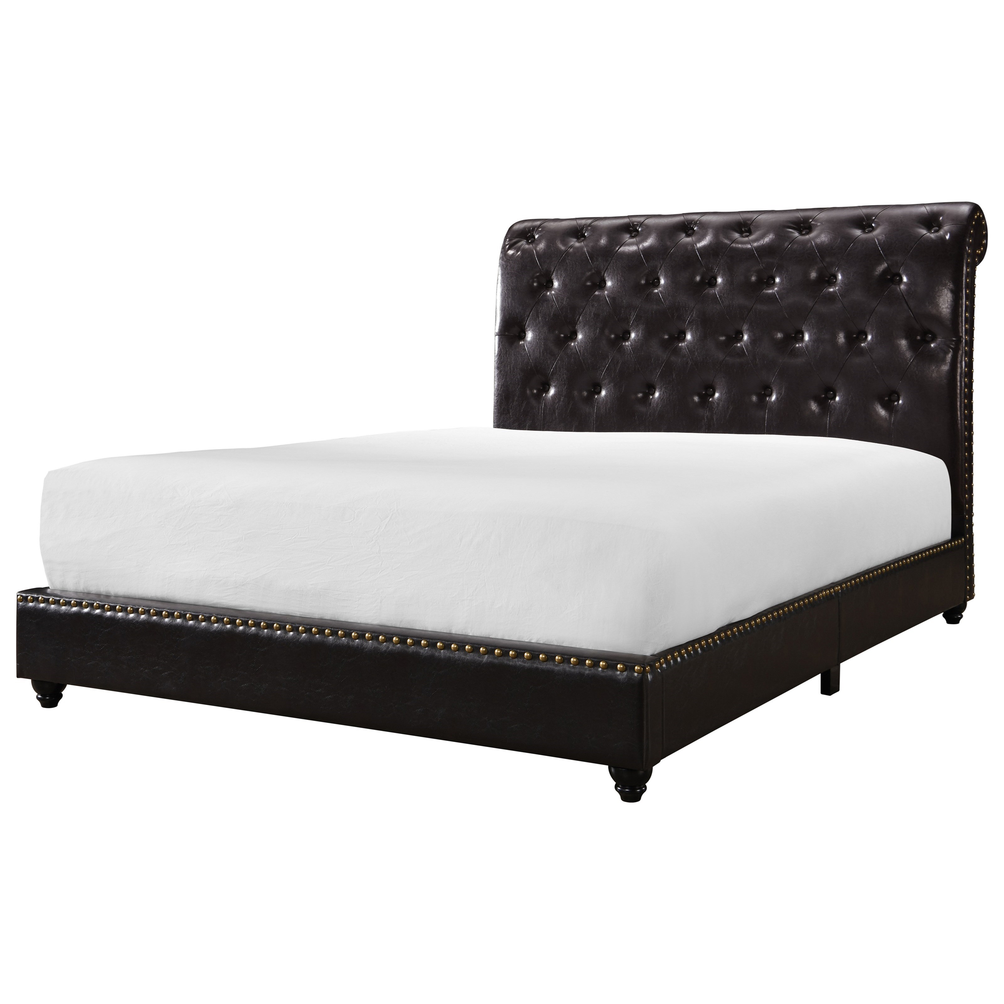 Crown Mark Janine 5104pu K Traditional King Upholstered Platform Bed With Usb Ports Dunk Bright Furniture Upholstered Beds