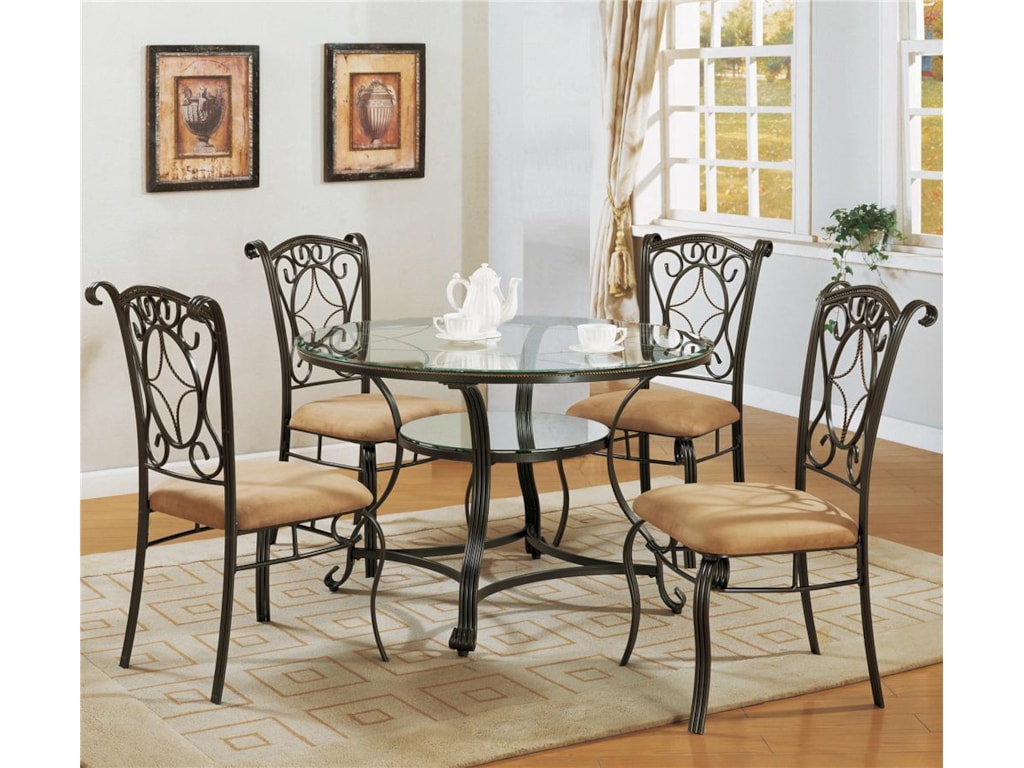 Crown Mark Jessica Dinette Table With Gl Top And Side Chairs Crown Mark Jessica Dinette Table With Gl Top And Side Chairs Upholstered Seating Household Furniture Dining 5 Piece Set