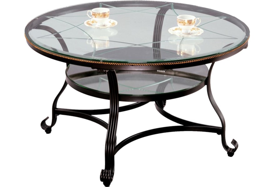 Crown Mark Jessica 3843 01 Cocktail Table With Glass Top And Glass