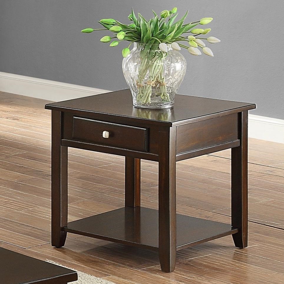 Crown Mark Julian Drawer End Table With Lower Shelf Royal