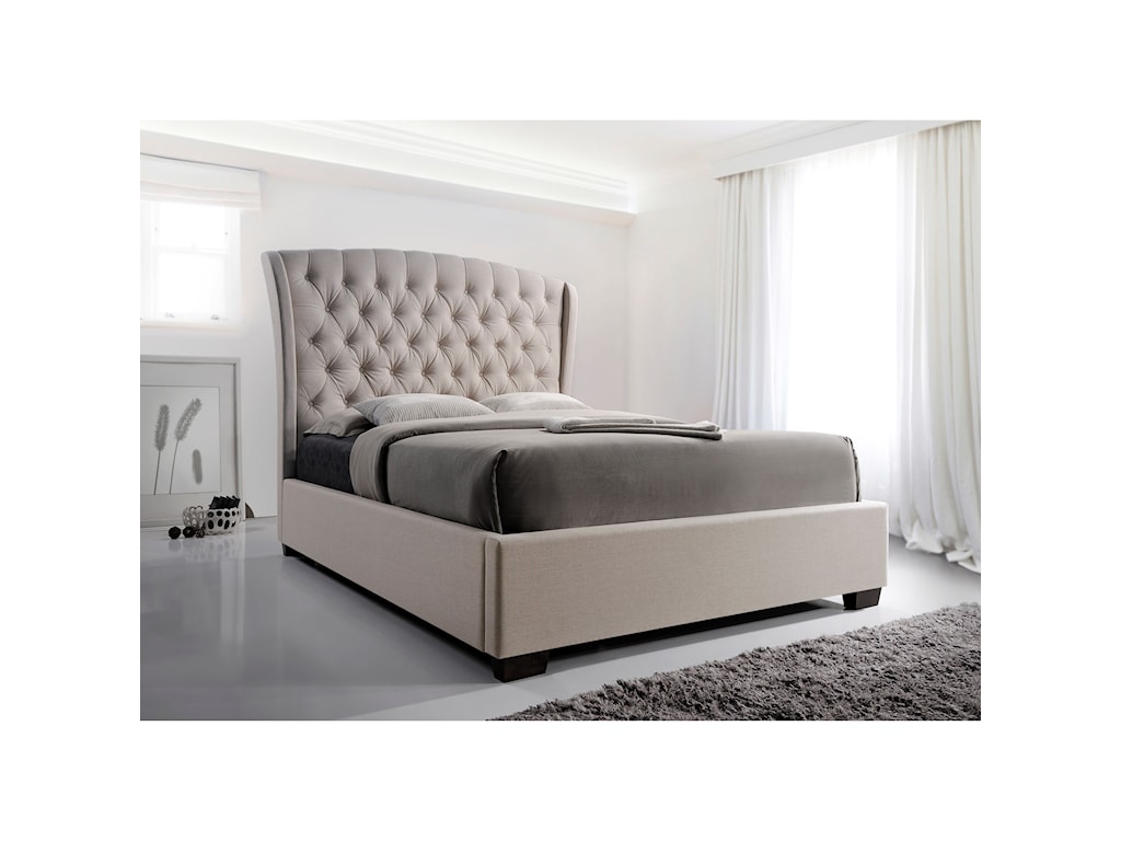 Crown Mark Kaitlyn Upholstered King Headboard and Footboard Bed 
