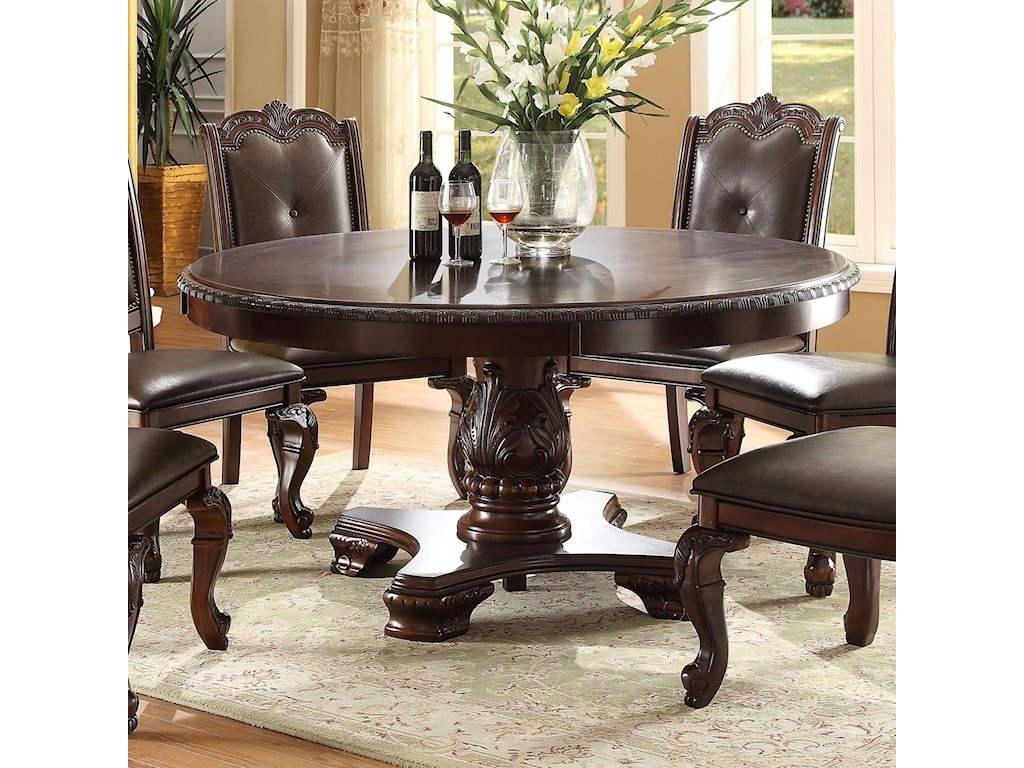 Crown Mark Kiera Traditional Round Dining Table Royal Furniture Kitchen Tables