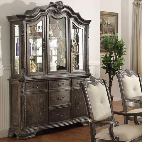Crown Mark Kiera Traditional Buffet And Hutch With Glass Doors Dream Home Interiors China Cabinets