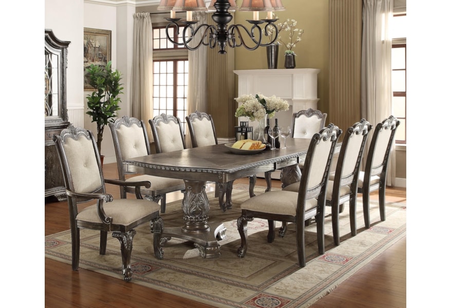 Crown Mark Furniture Kiera Traditonal Dining Table Set With 2 Arm