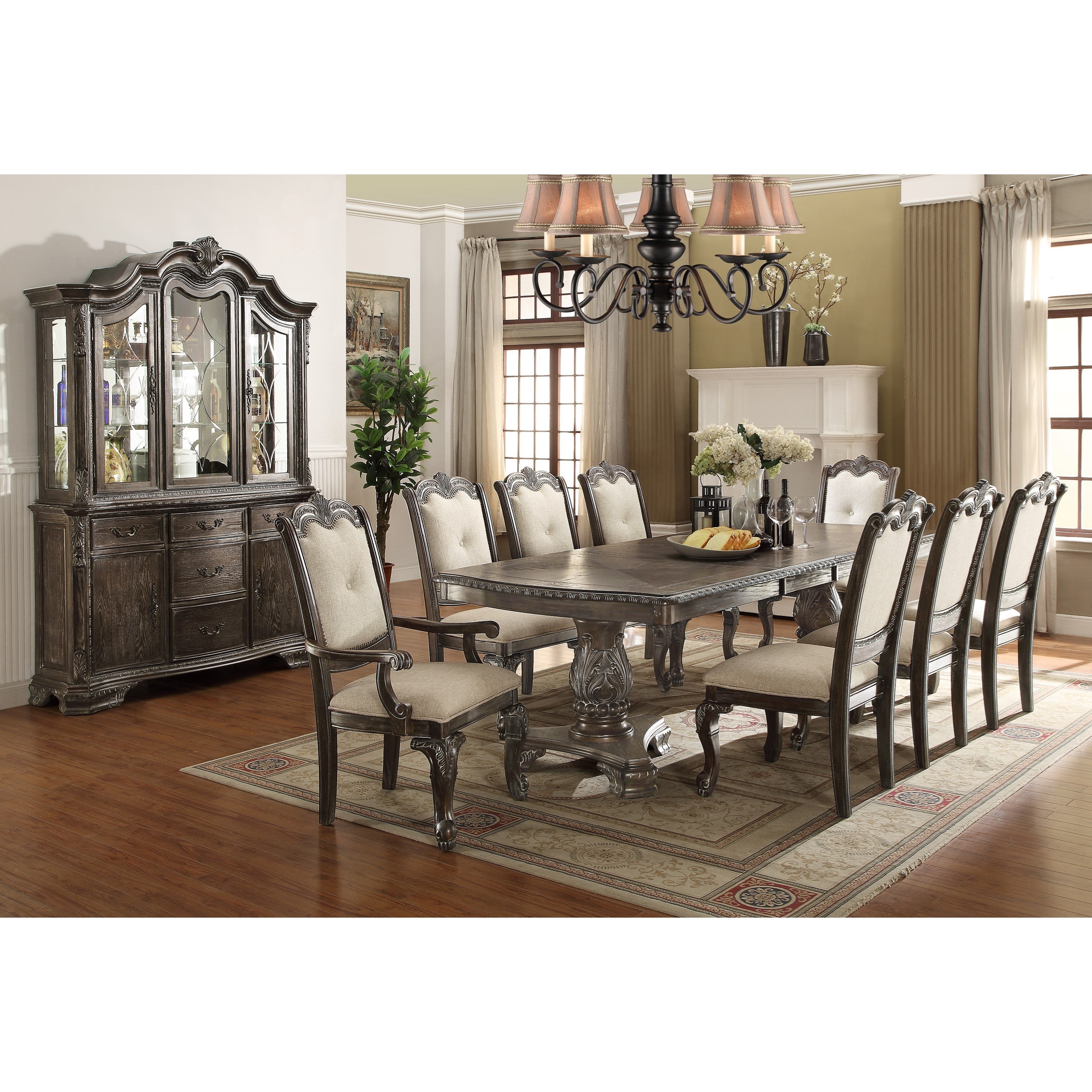 Kiera Traditonal Dining Table Set With 2 Arm Chairs And 6 Side Chairs By Crown Mark At Wayside Furniture
