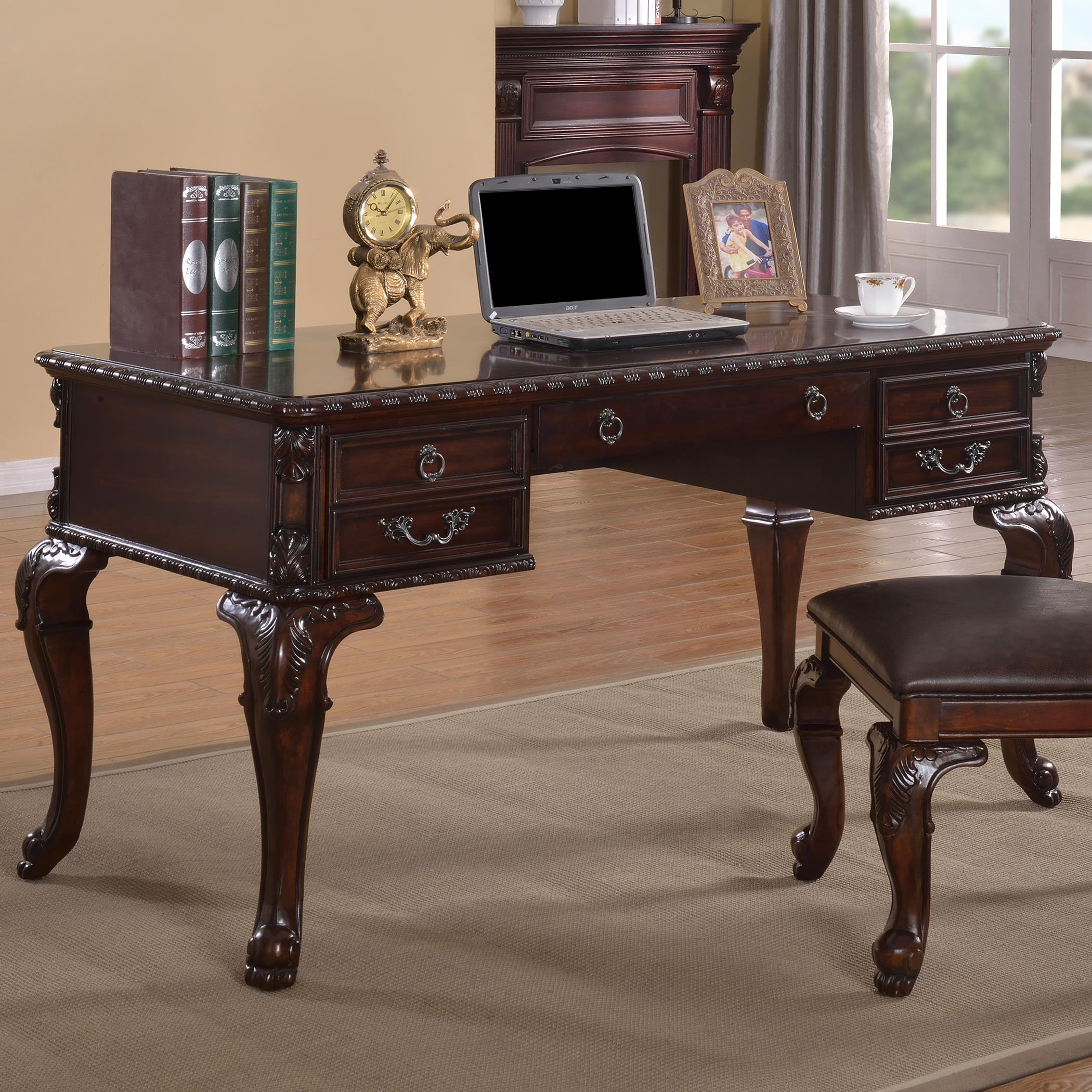 Crown Mark Kiera 5150 Classical Home Office Desk Dunk Bright