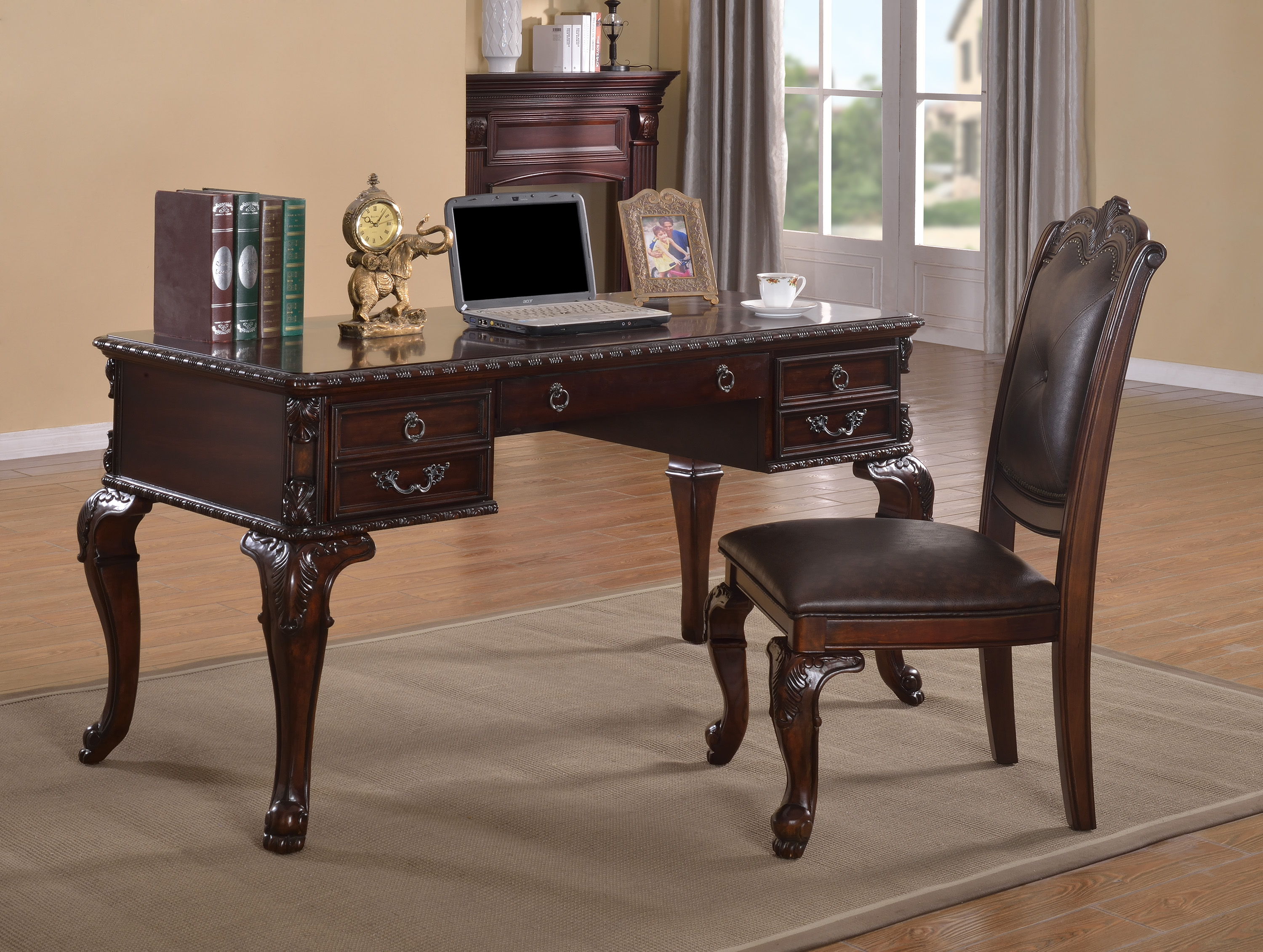 Crown Mark Kiera 5150 Classical Home Office Desk Dunk Bright