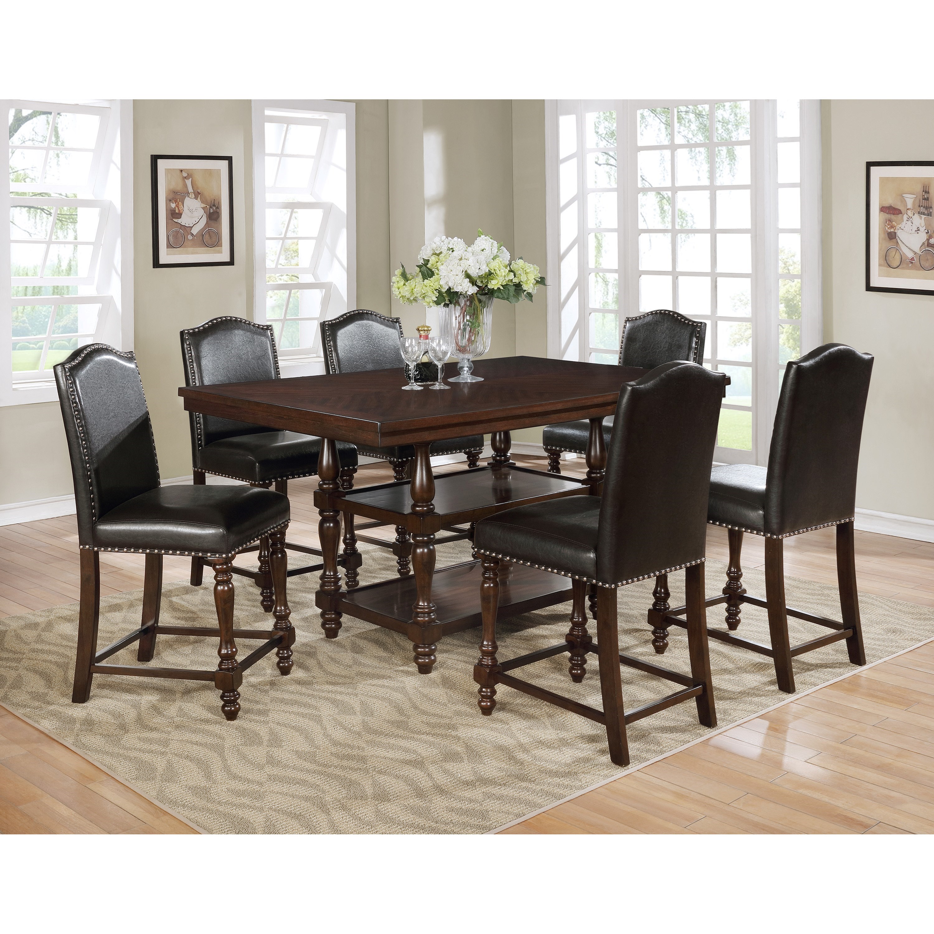 Crown Mark Furniture Langley Traditional Counter Height Table Set Del Sol Furniture Pub Table And Stool Sets