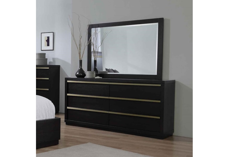 Royal Fair Lastra Contemporary 6 Drawer Dresser And Mirror Set