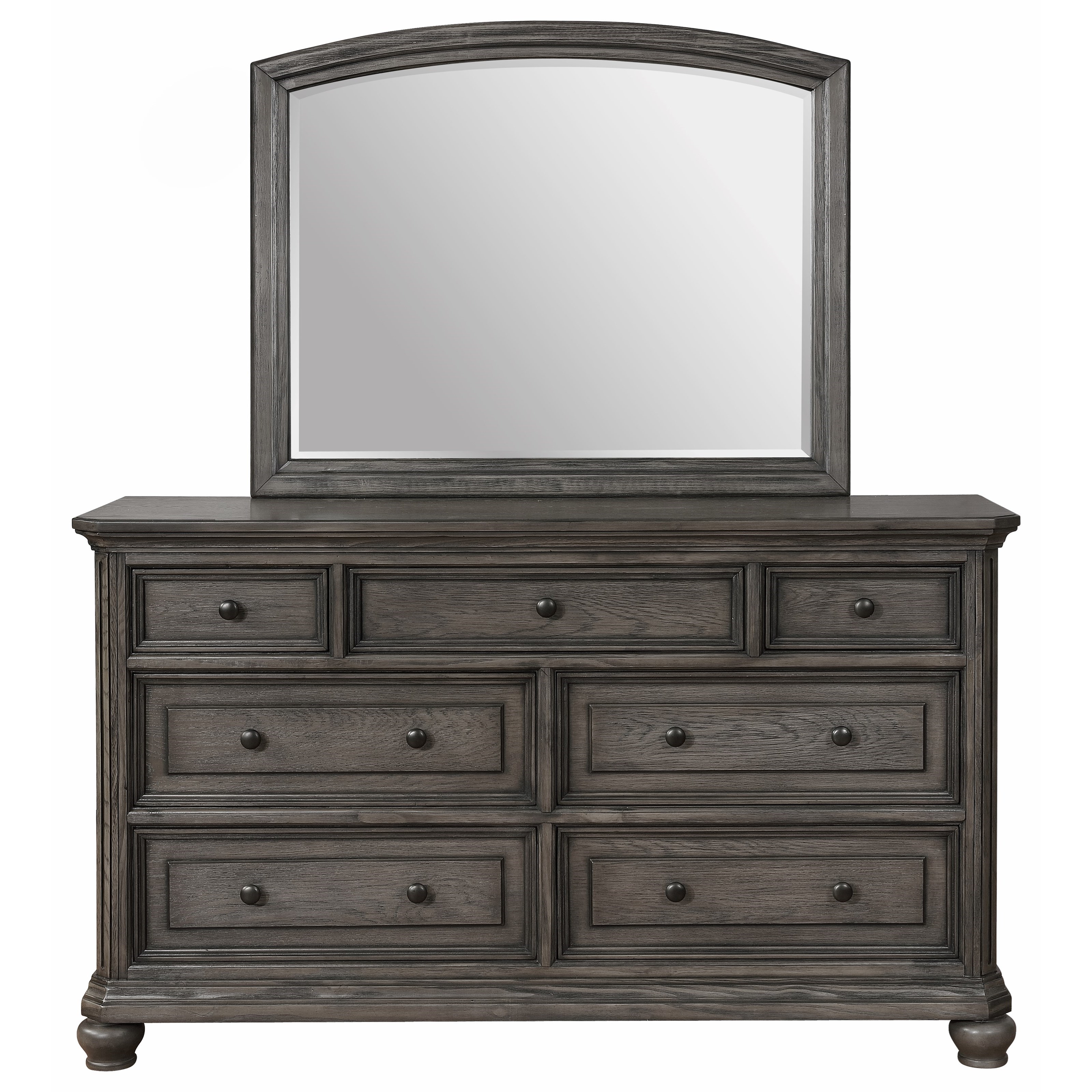 Crown Mark Lavonia Relaxed Vintage Mirror And 7 Drawer Dresser
