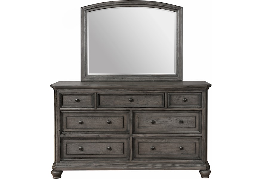 Crown Mark Lavonia Relaxed Vintage Mirror And 7 Drawer Dresser