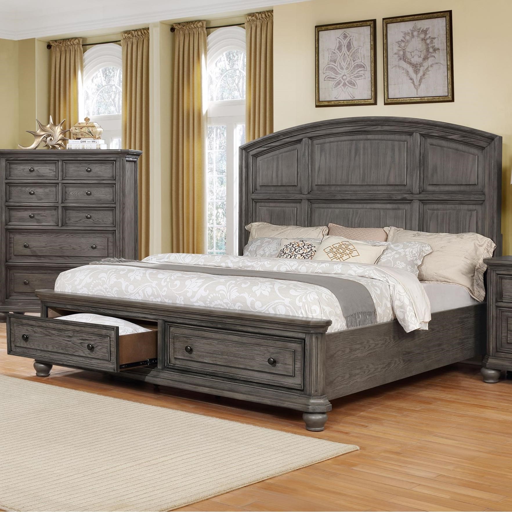 Crown Mark Lavonia Relaxed Vintage King Bed With Footboard Storage Royal Furniture Panel Beds