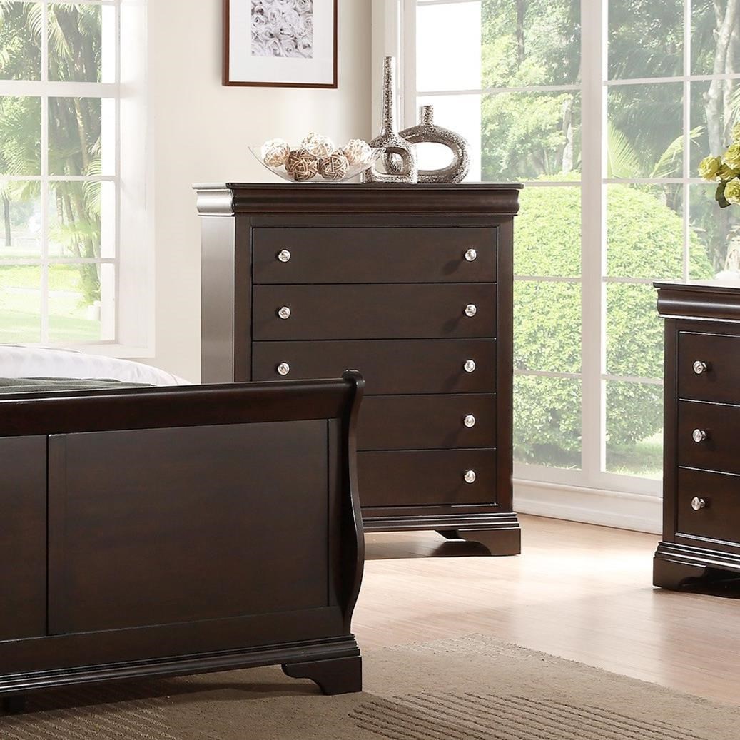 Crown Mark Leopold B8000 4 Traditional Five Drawer Chest Catalog