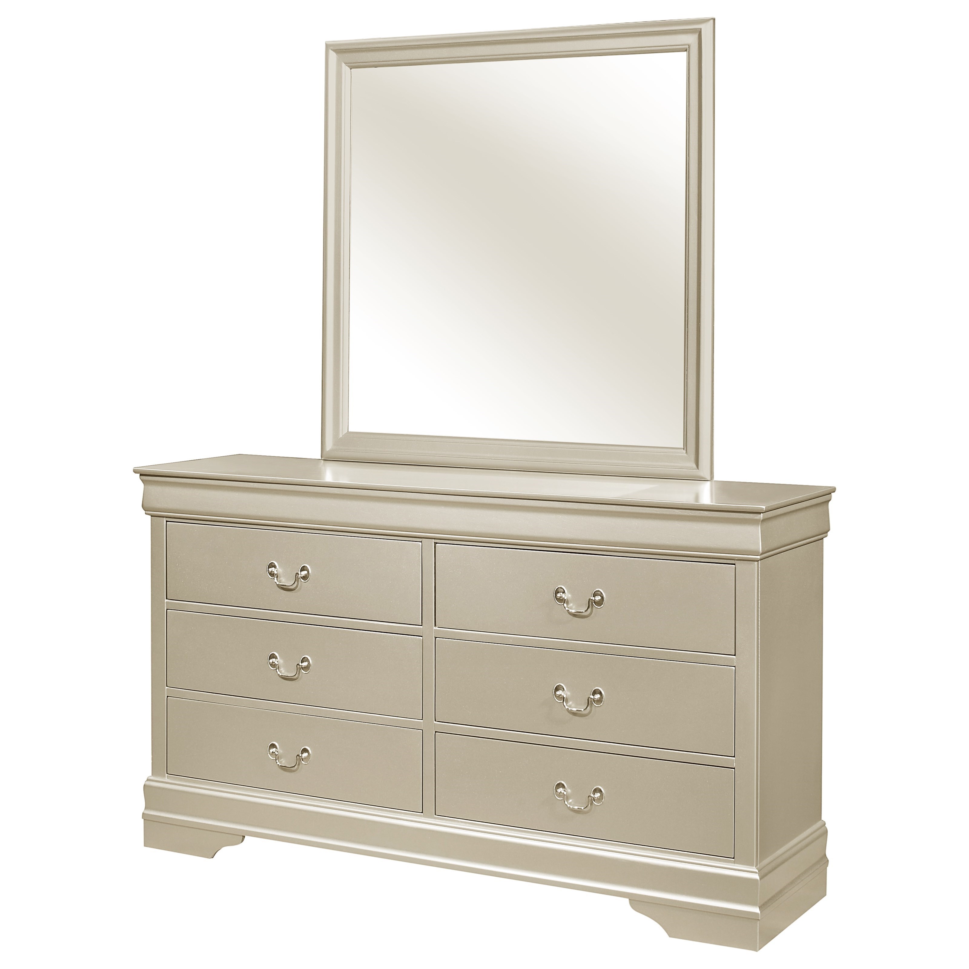 Crown Mark Louis Philip Transitional 6 Drawer Dresser With Mirror