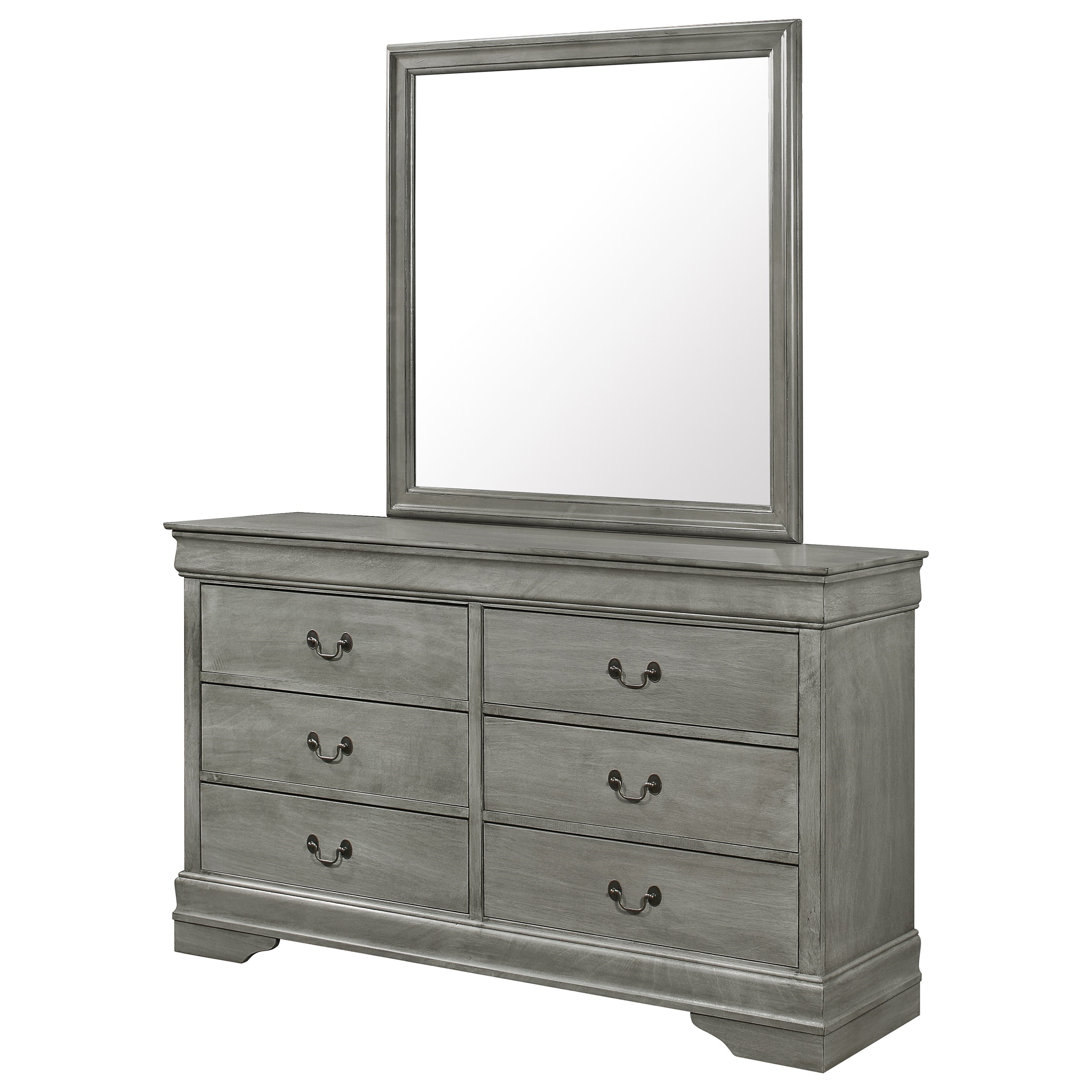 Crown Mark Louis Phillipe Gray Transitional 6 Drawer Dresser With