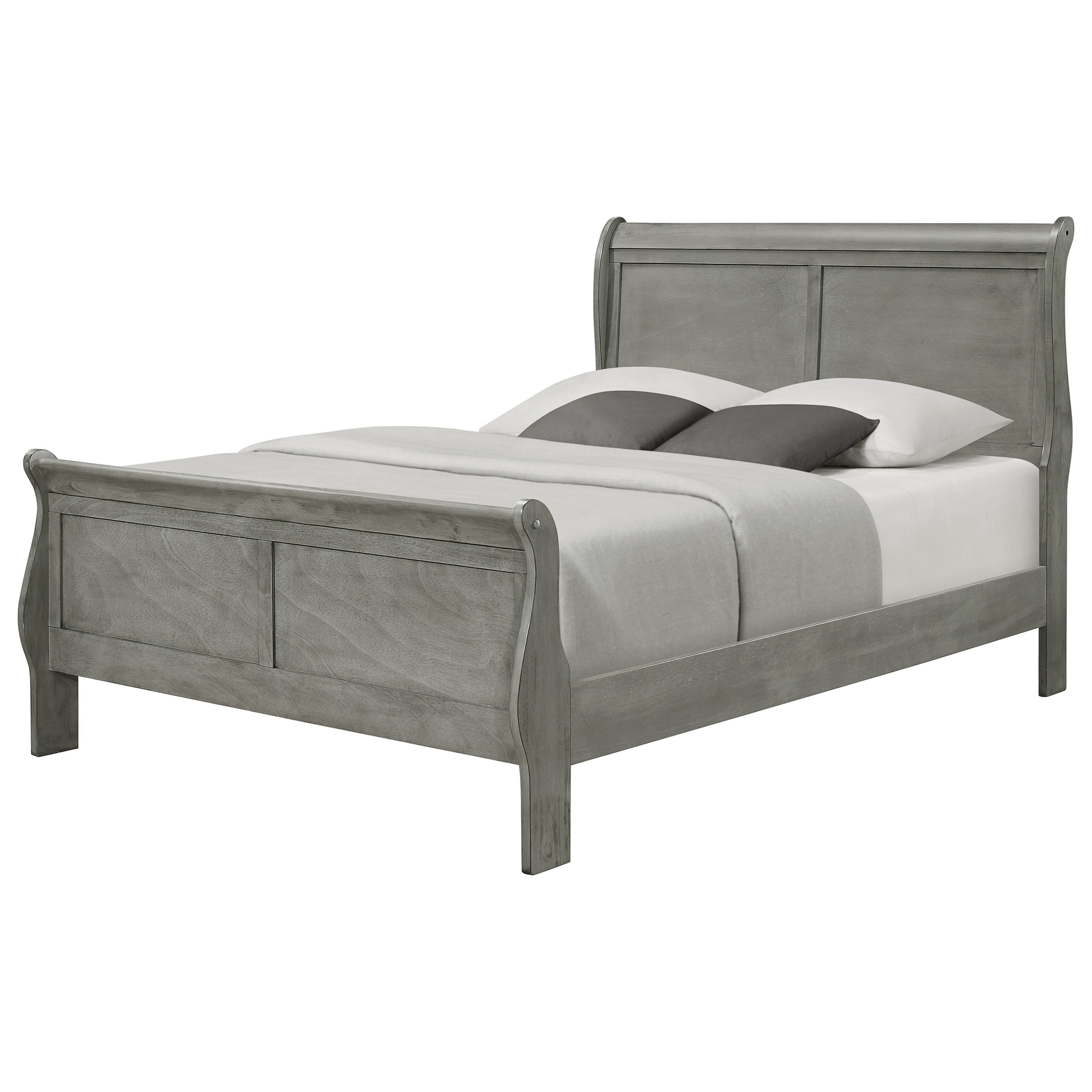 Crown Mark Louis Phillipe Gray Transitional Full Panel Bed Royal Furniture Panel Beds
