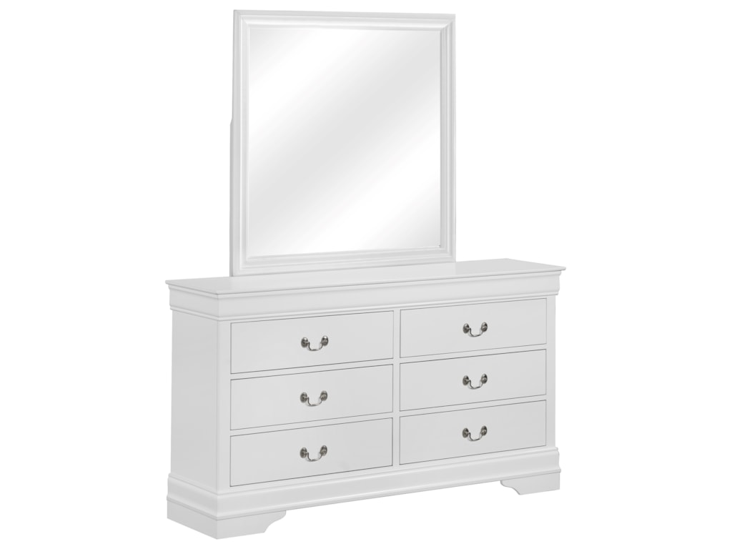 Crown Mark Louis Philip Transitional 6 Drawer Dresser With Mirror