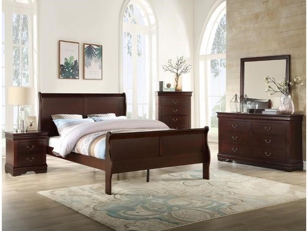 Louis Philippe Cherry 5pc King Bedroom Set W Sleigh Bed Rotmans Bedroom Groups