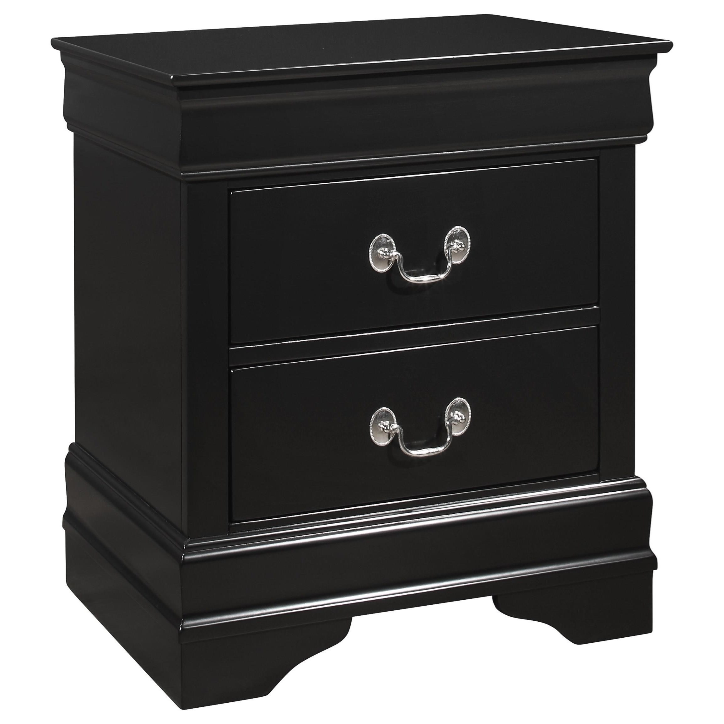 Crown Mark Louis Phillipe Black Transitional 2 Drawer Nightstand Royal Furniture Nightstands