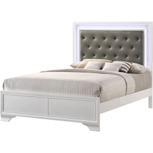 Crown Mark Lyssa B4310 Q Hbfb Kq Rail Glam Queen Bed With Upholstered Led Headboard Dunk Bright Furniture Upholstered Beds