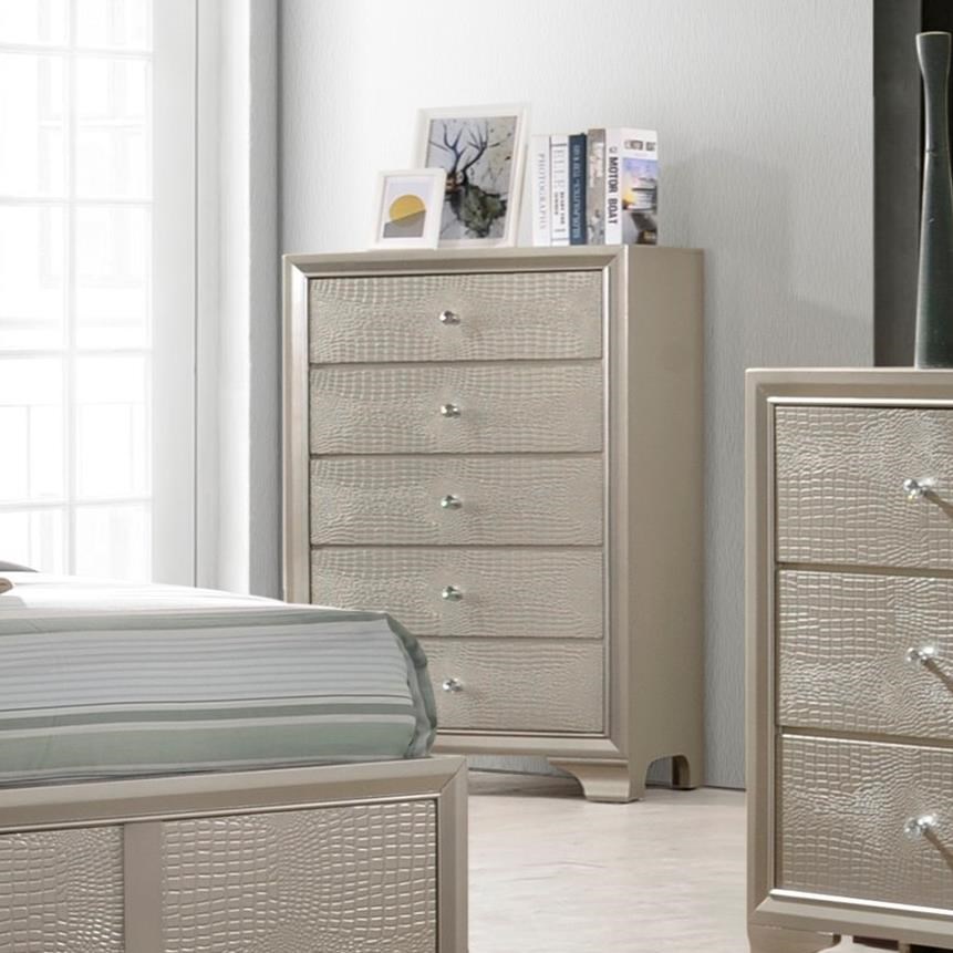 Crown Mark Lyssa Glam Five Drawer Chest Royal Furniture Drawer