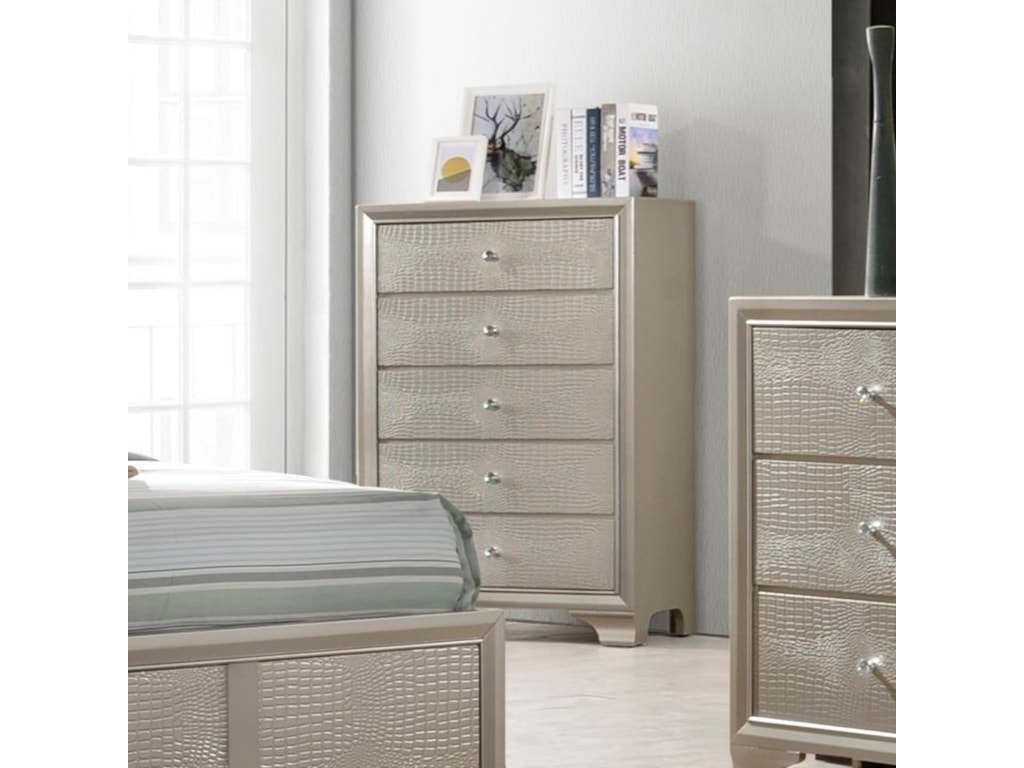 Crown Mark Lyssa Glam Five Drawer Chest Royal Furniture Drawer