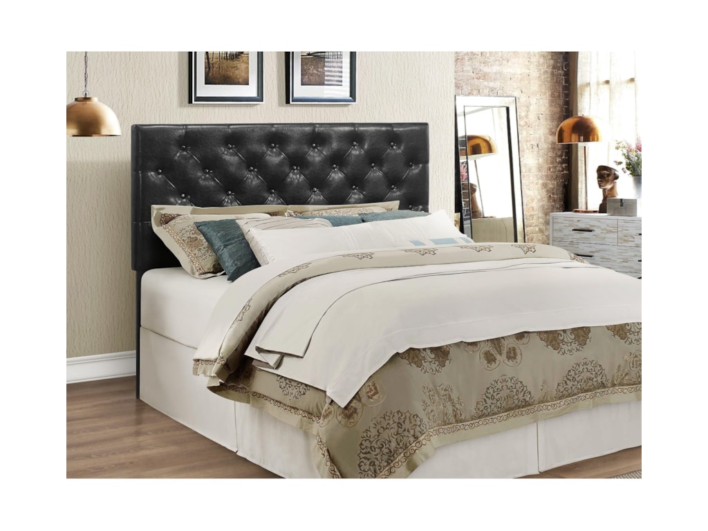 Crown mark mackenzie 5288bk fq hb full queen black upholstered headboard with button tufting household furniture headboards