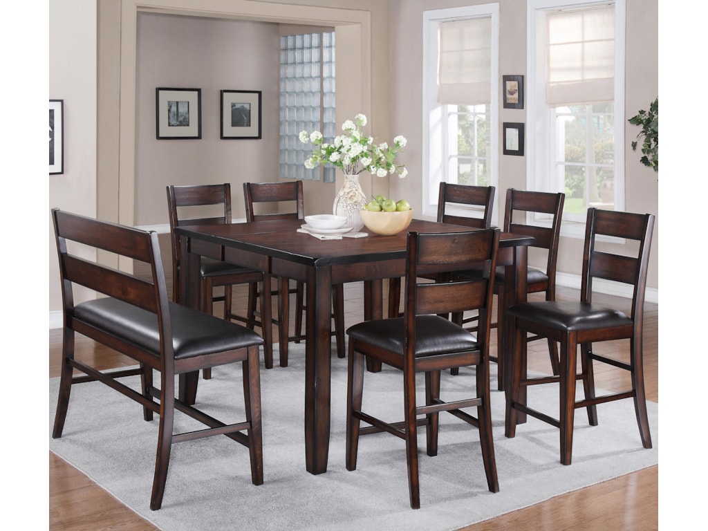 Crown Mark Maldives 8 Piece Counter Height Dining Set With Bench Royal Furniture Table Chair Set With Bench Crown Mark Maldives 8 Piece Counter Height Dining Set With Bench Royal Furniture Table Chair Set With Bench