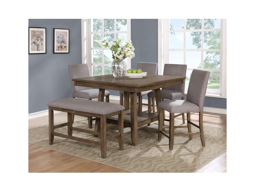 Crown Mark Fulton Counter Height Table With 20 Inch Lazy Susan Royal Furniture Pub Tables