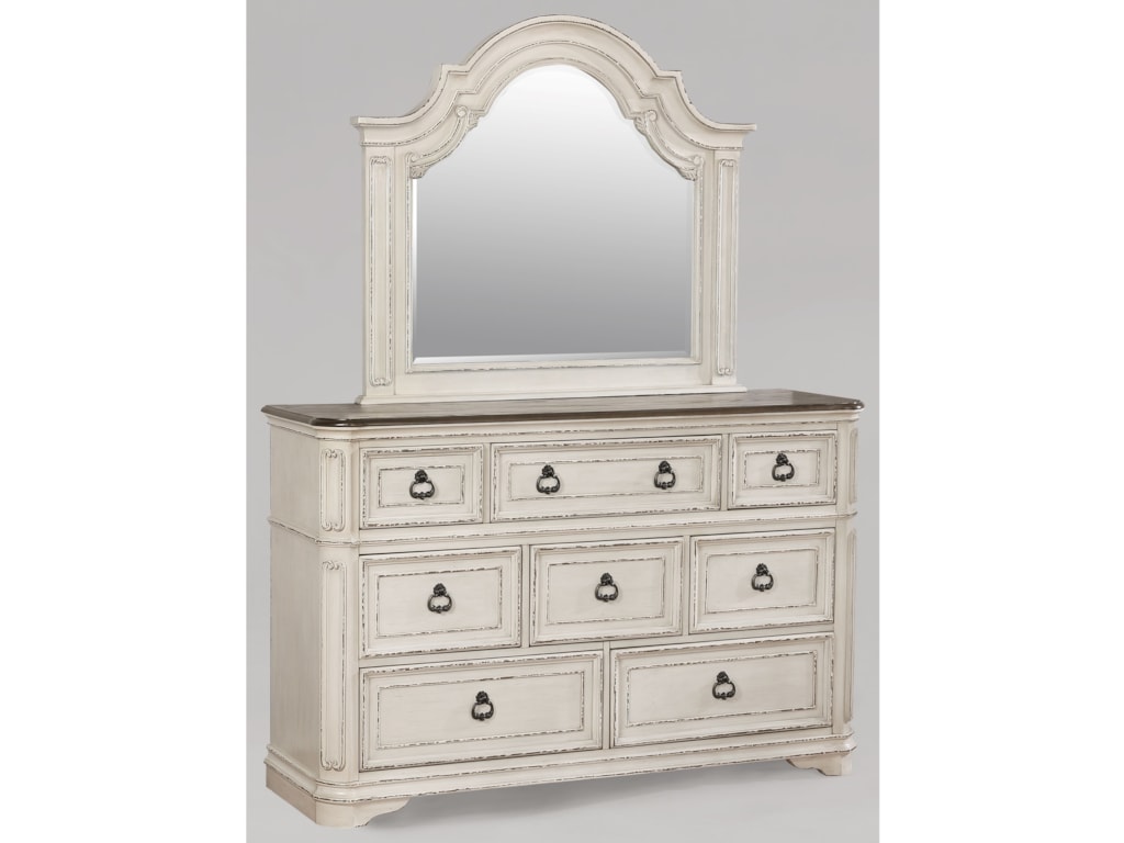 Crown Mark Mill Creek Relaxed Vintage Nine Drawer Dresser Mirror Set Mill Creek Relaxed Vintage Nine Drawer Dresser Mirror Set With Two Tone Top By Crown Mark Collection