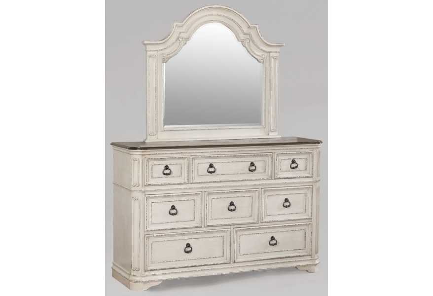 Crown Mark Mill Creek Relaxed Vintage Nine Drawer Dresser Mirror