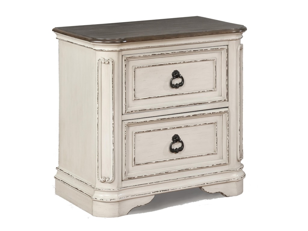 Crown Mark Mill Creek B1640 2 Relaxed Vintage Two Drawer Night Stand Crown Mark Mill Creek B1640 2 Relaxed Vintage Two Drawer Night Stand With Tone Top Dunk Bright Furniture Stands