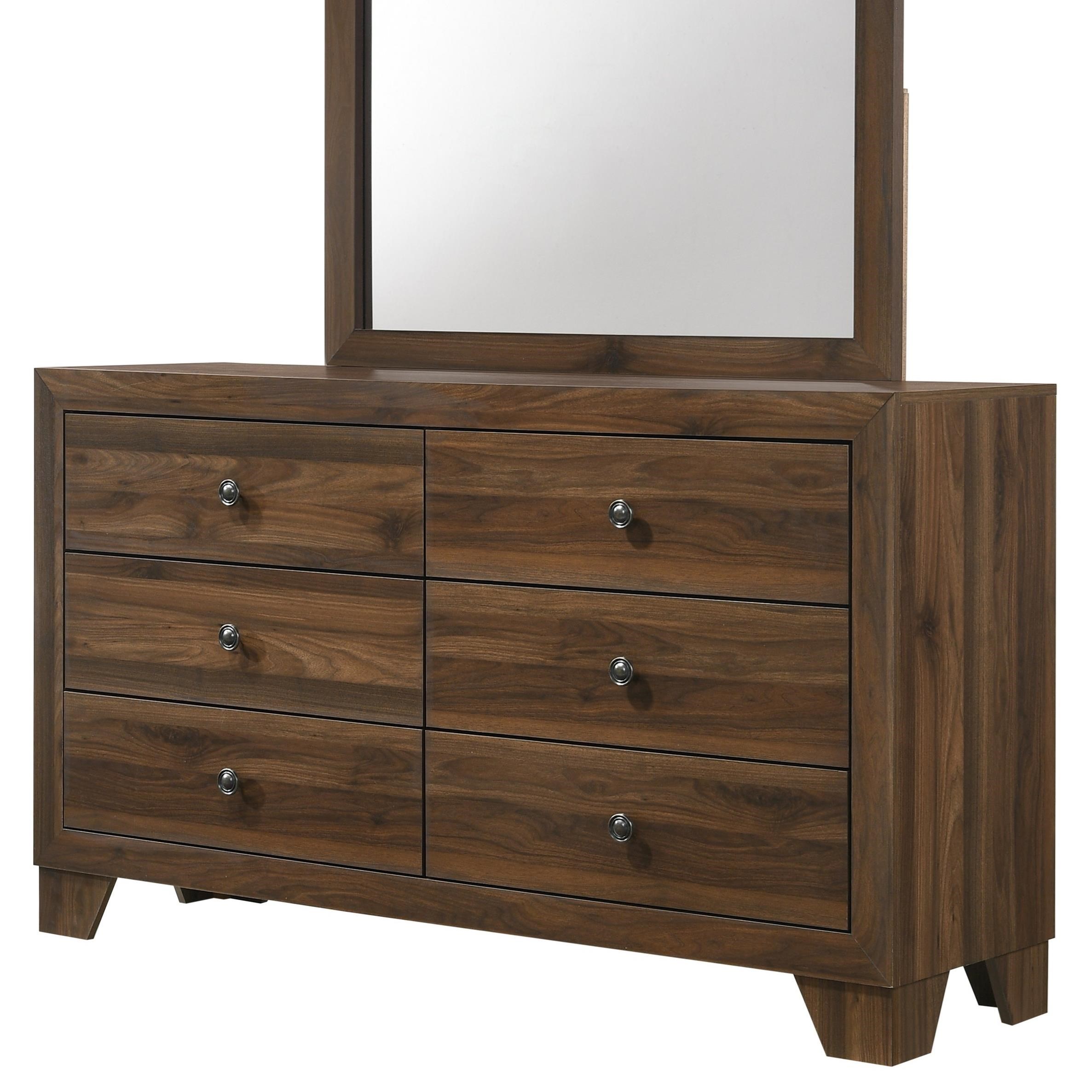 Crown Mark Millie Transitional 6 Drawer Dresser With Metal