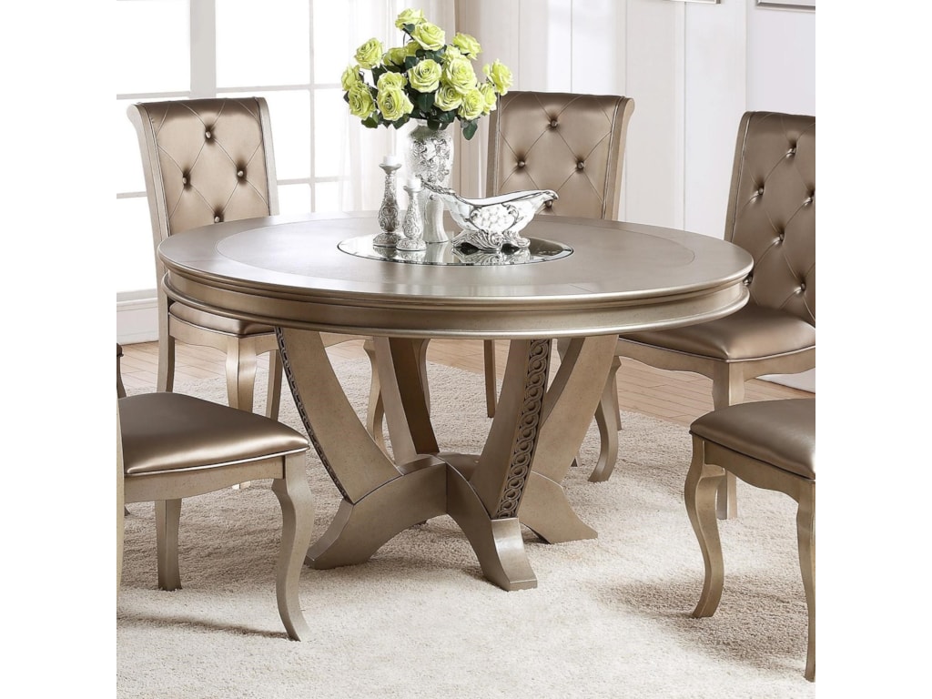 Mina Golden Round Table With Lazy Susan By Crown Mark At Royal Furniture Mina Golden Round Table With Lazy Susan By Crown Mark At Royal Furniture