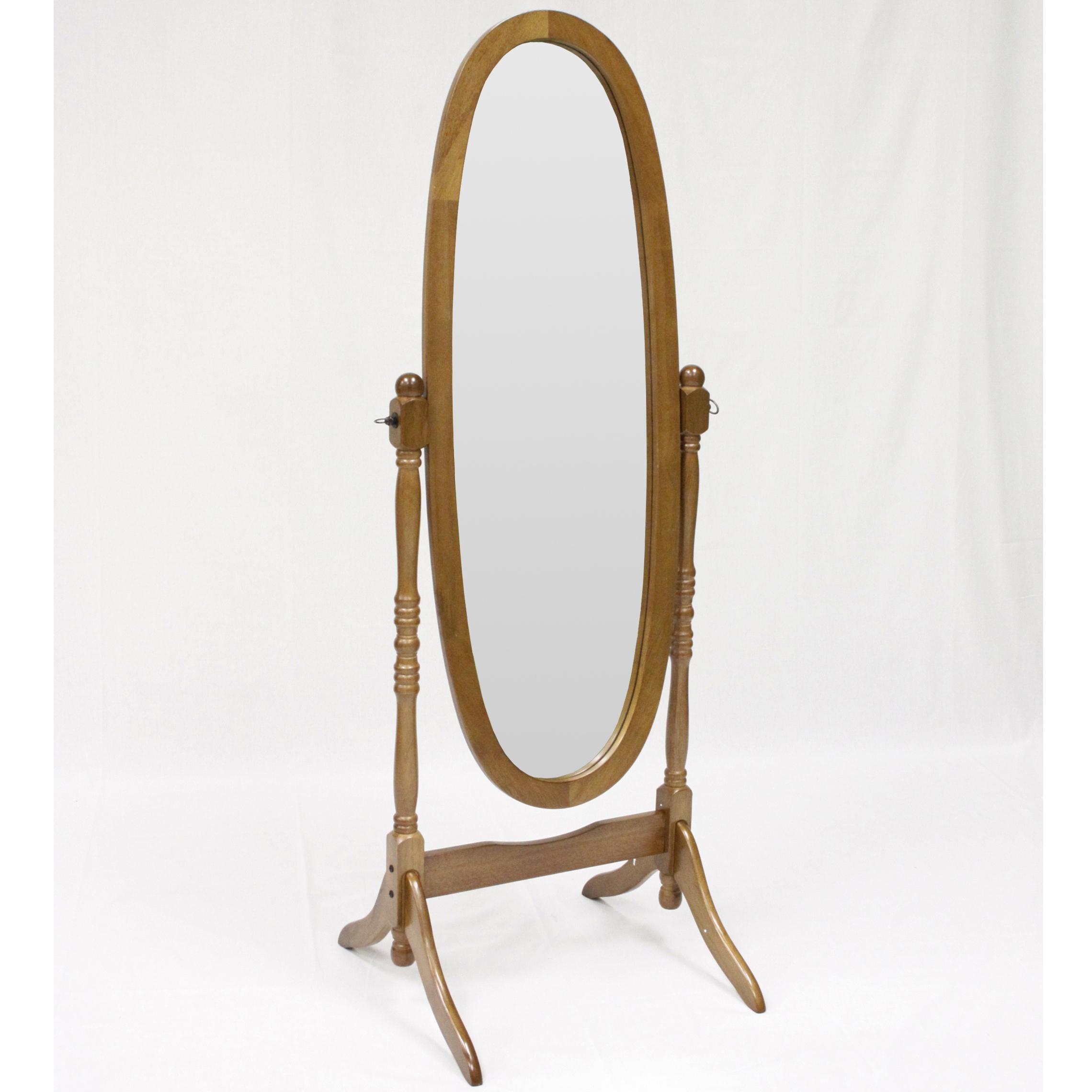 Crown Mark Miscellaneous Oak Finish Cheval Floor Mirror Royal Furniture Floor Mirrors
