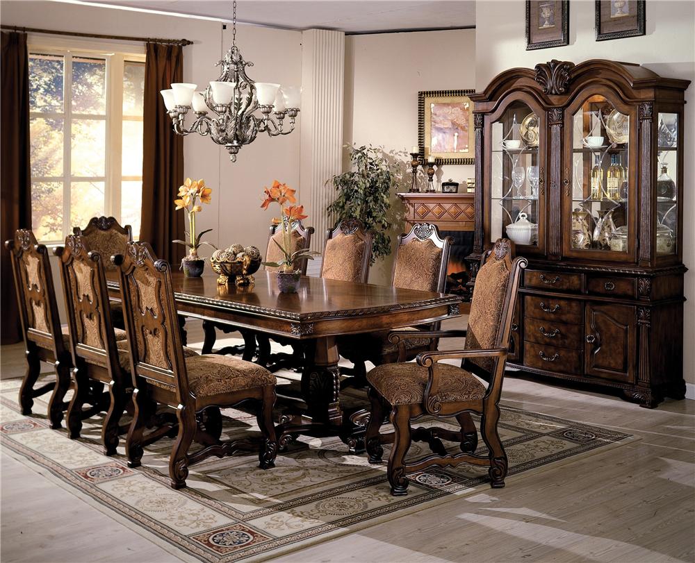 Crown Mark Neo Renaissance Buffet And Hutch With Two Glass Doors Royal Furniture China Cabinets