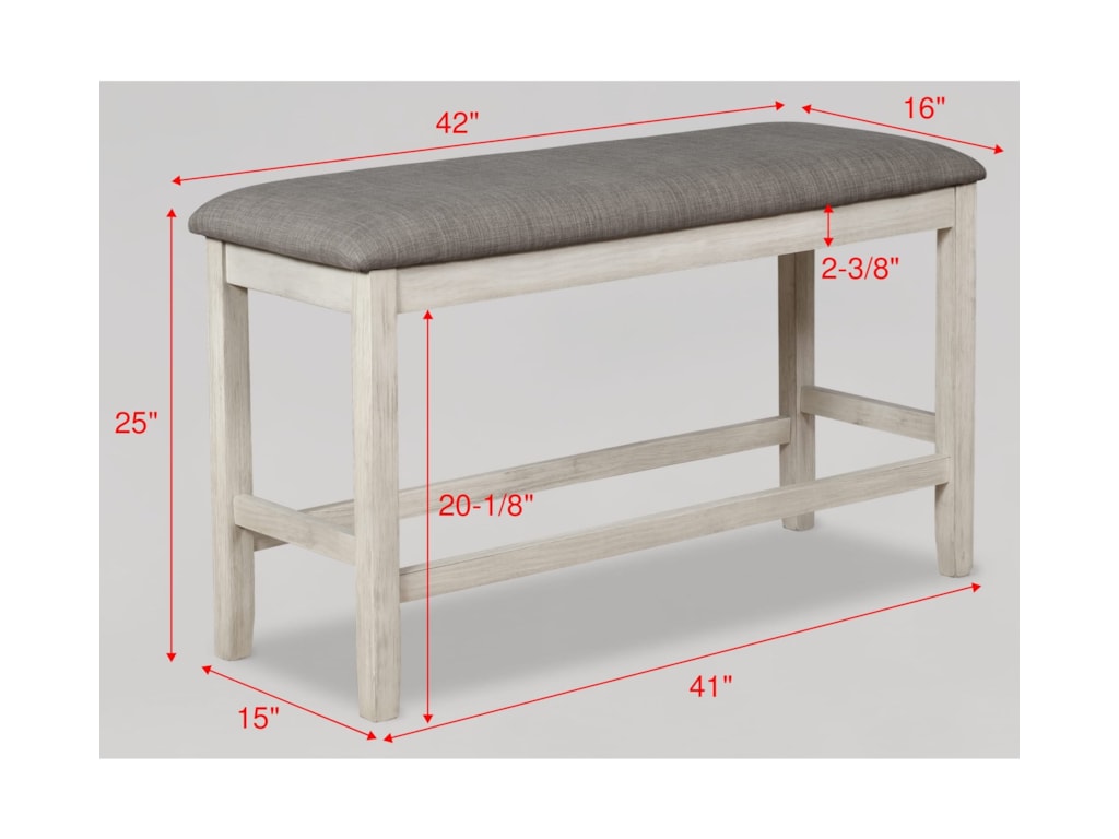 Crown Mark Nina Relaxed Vintage Counter Height Bench With