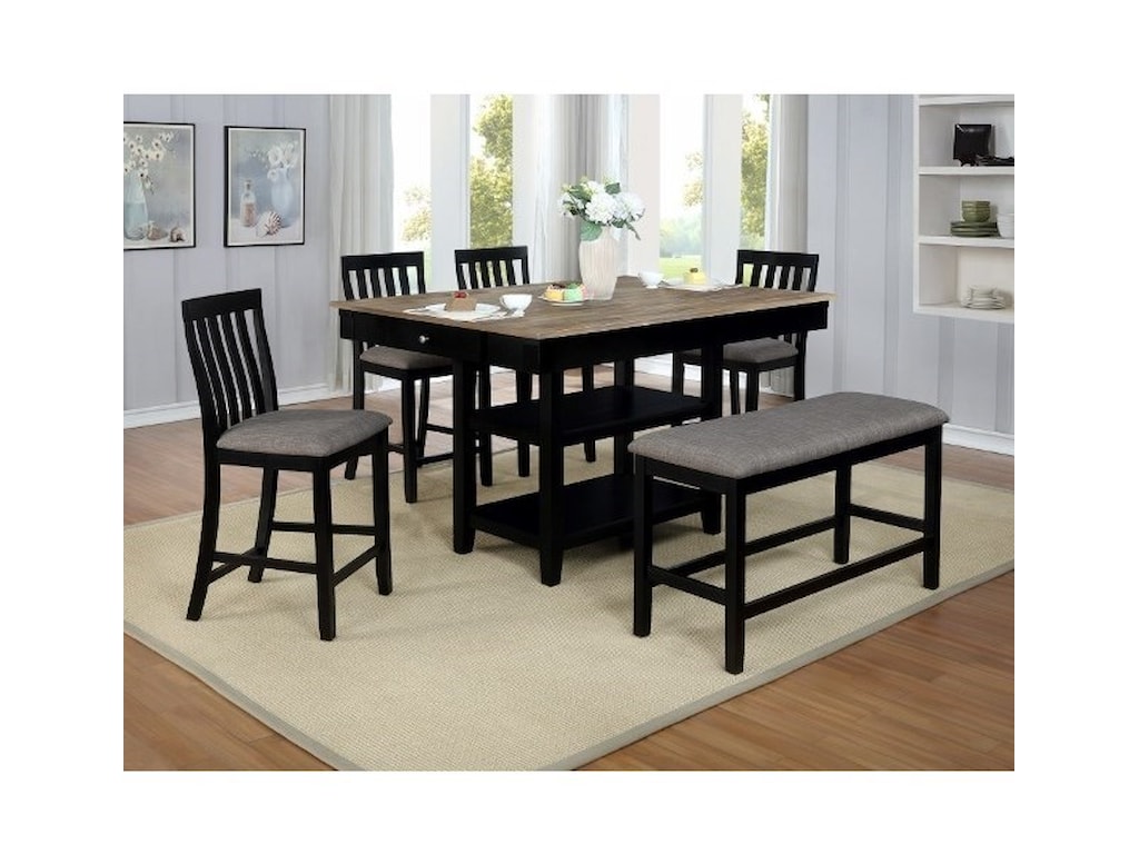 Crown Mark Nina Relaxed Vintage 6 Piece Dining Set With