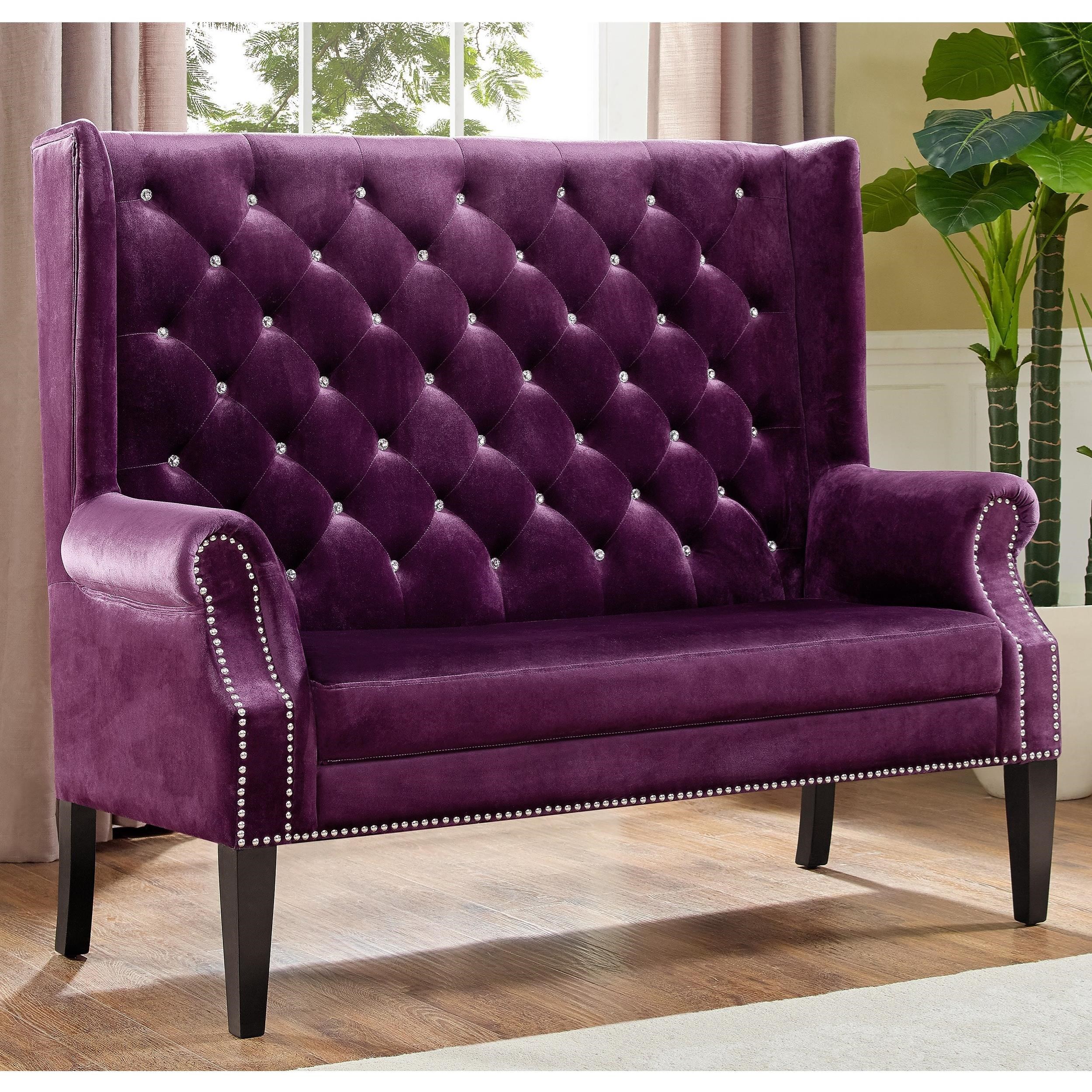 Crown Mark Odina Traditional Settee Loveseat With Winged Back And Jewel Tufting Miskelly Furniture Settees